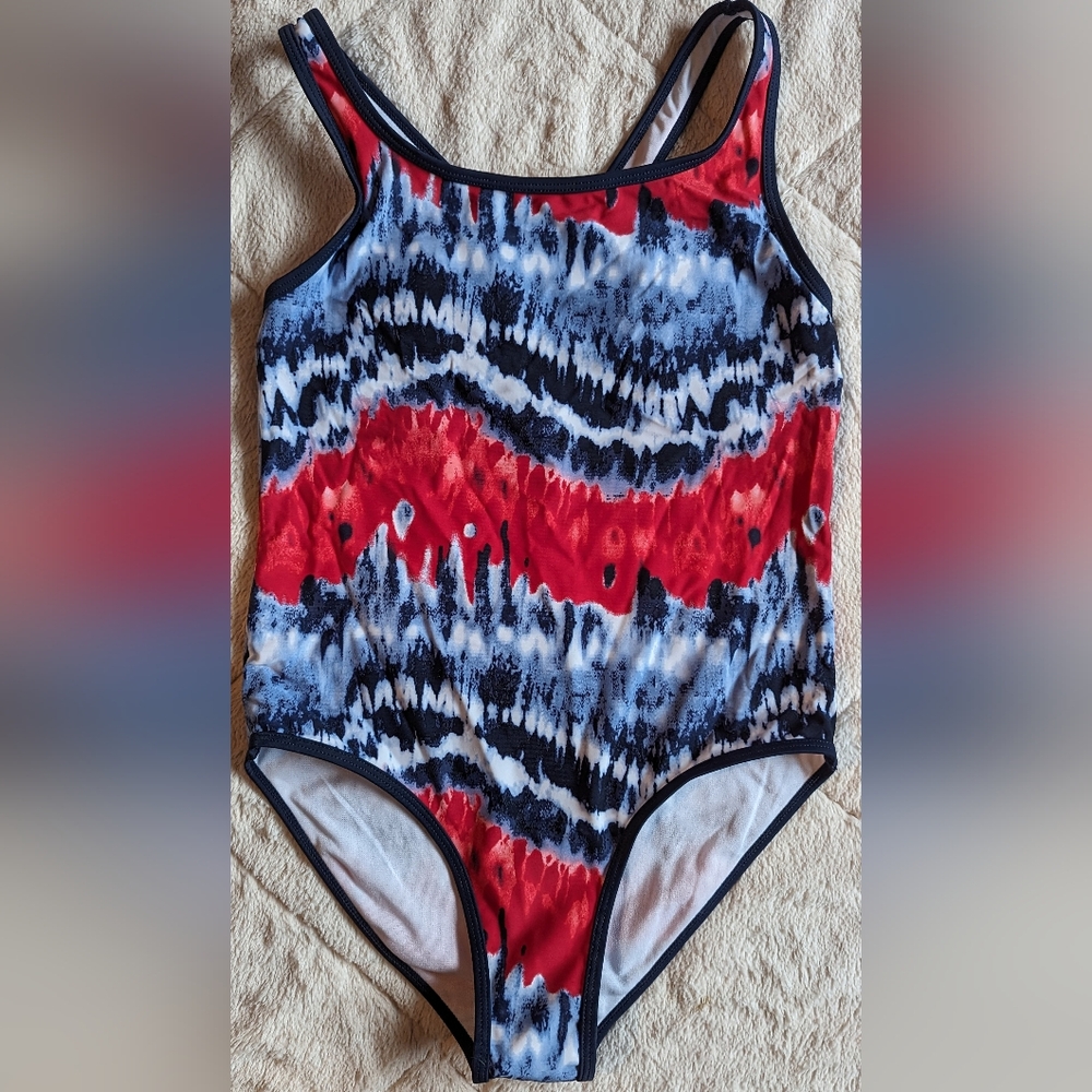 NWOT Red and Blue Tie-Dye Swimsuit